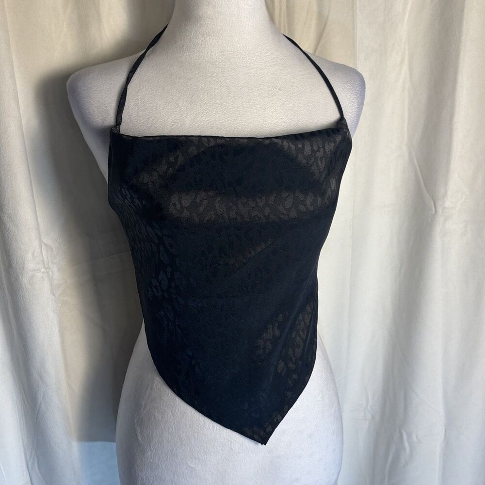 NWOT Blanc Black Leopard Handkerchief Bandana Top Medium